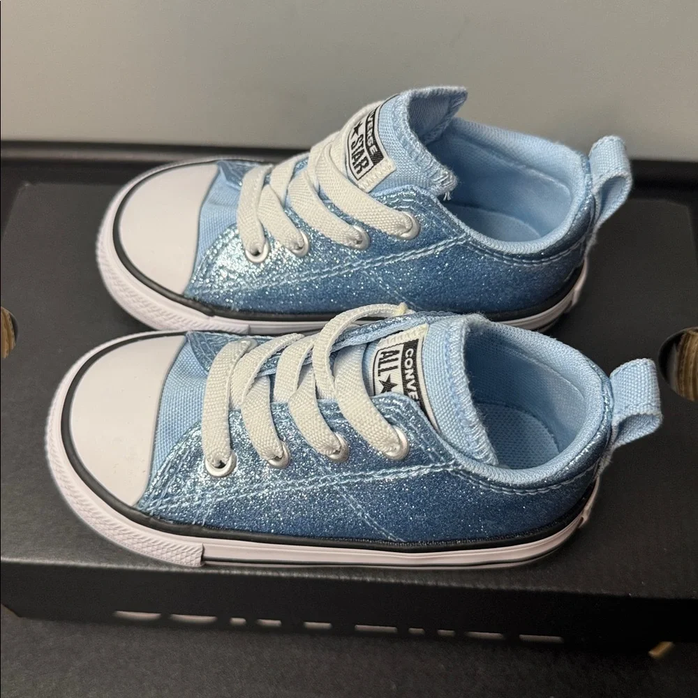Converse All Star Madison Blue Glitter Sneakers Toddler Size 8 New NIB